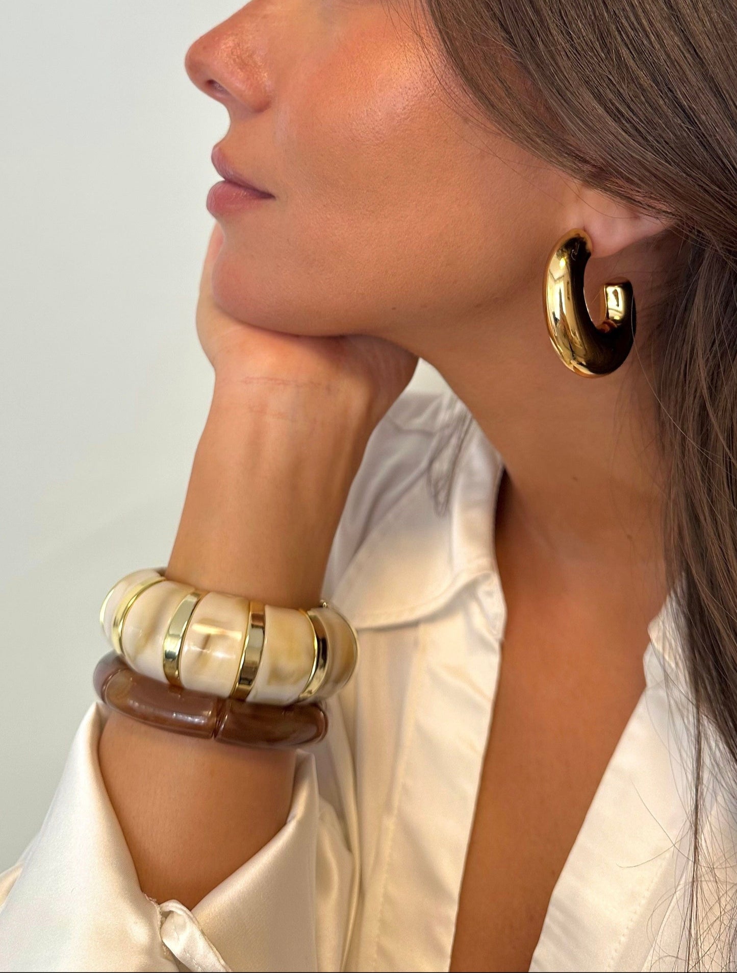 Argollas oval chunky gold