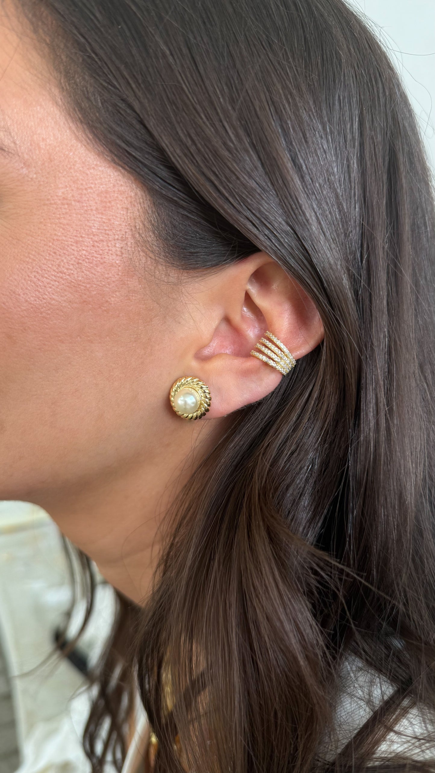 Aros perla torcida gold