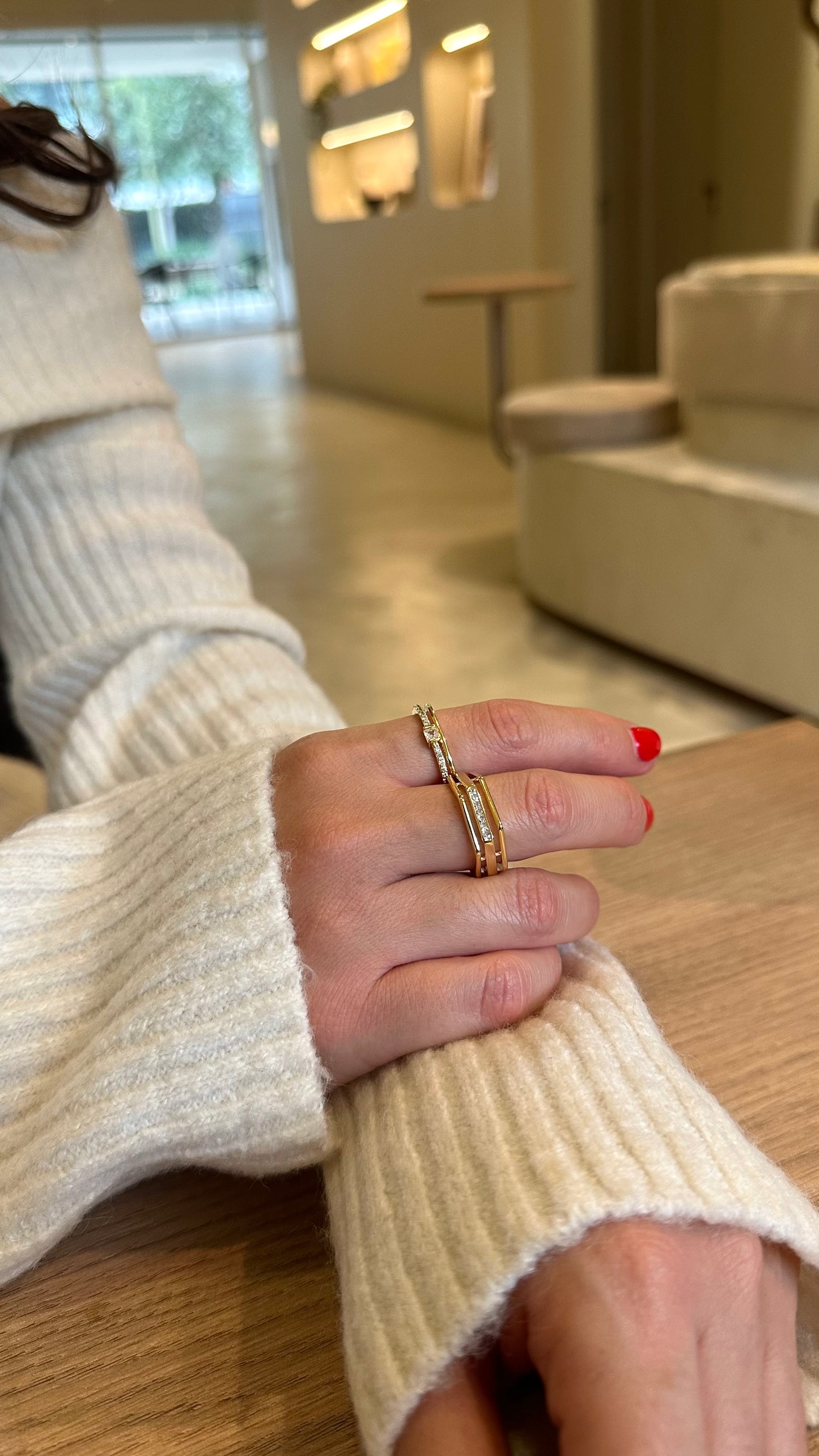 Anillo hexagonal gold