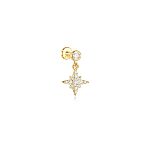 Piercing estrella colgante gold