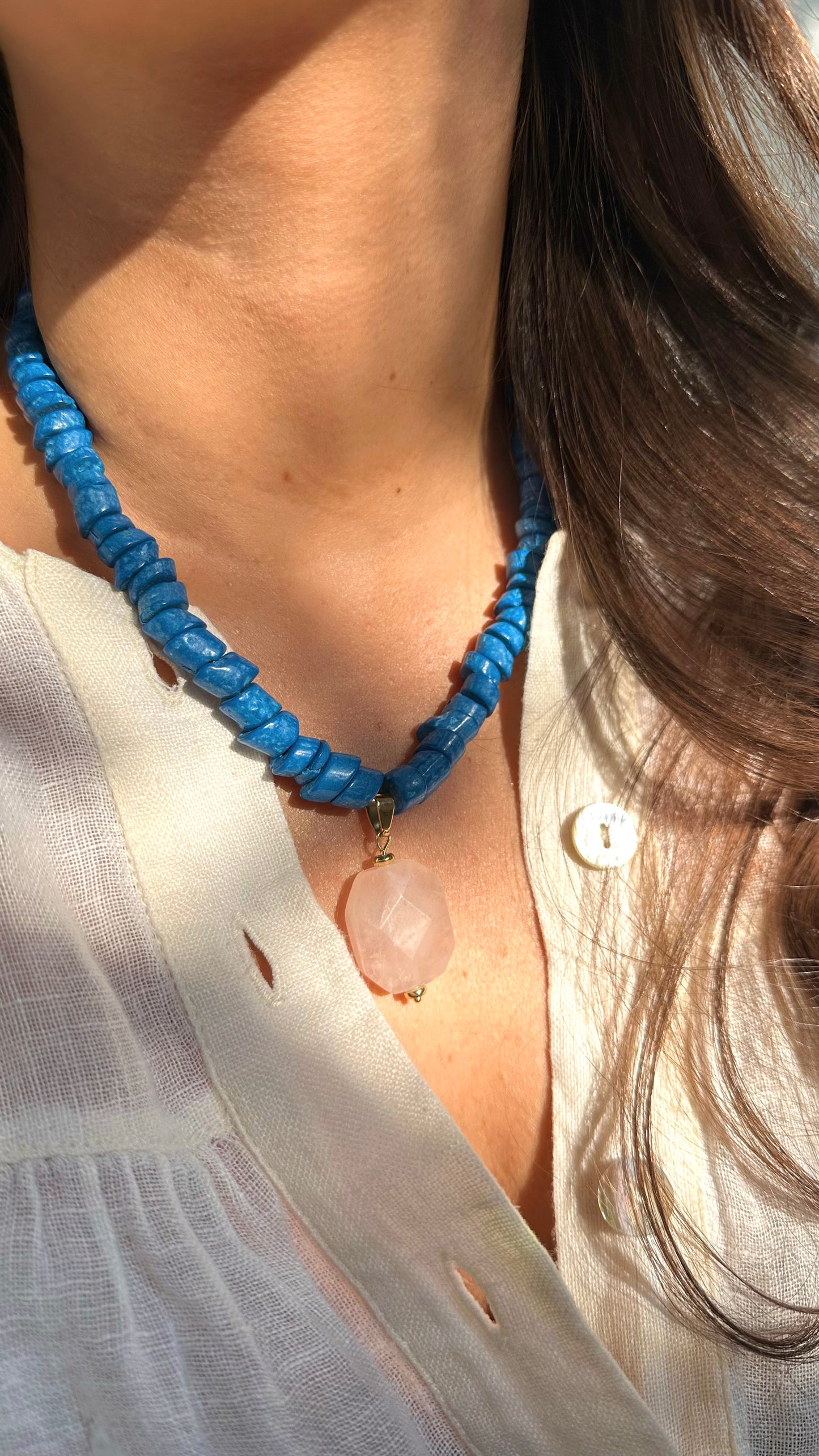 Collar azul cuarzo XL