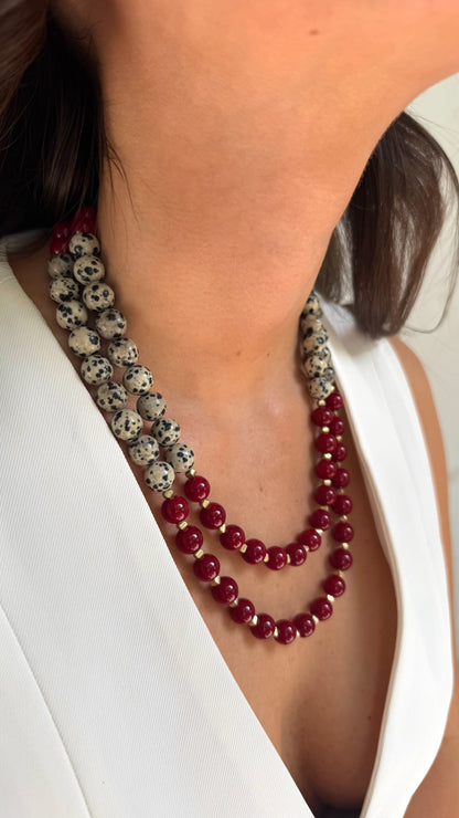 Collar doble Jaspe rojo