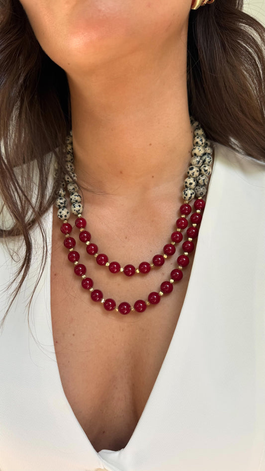Collar doble Jaspe rojo