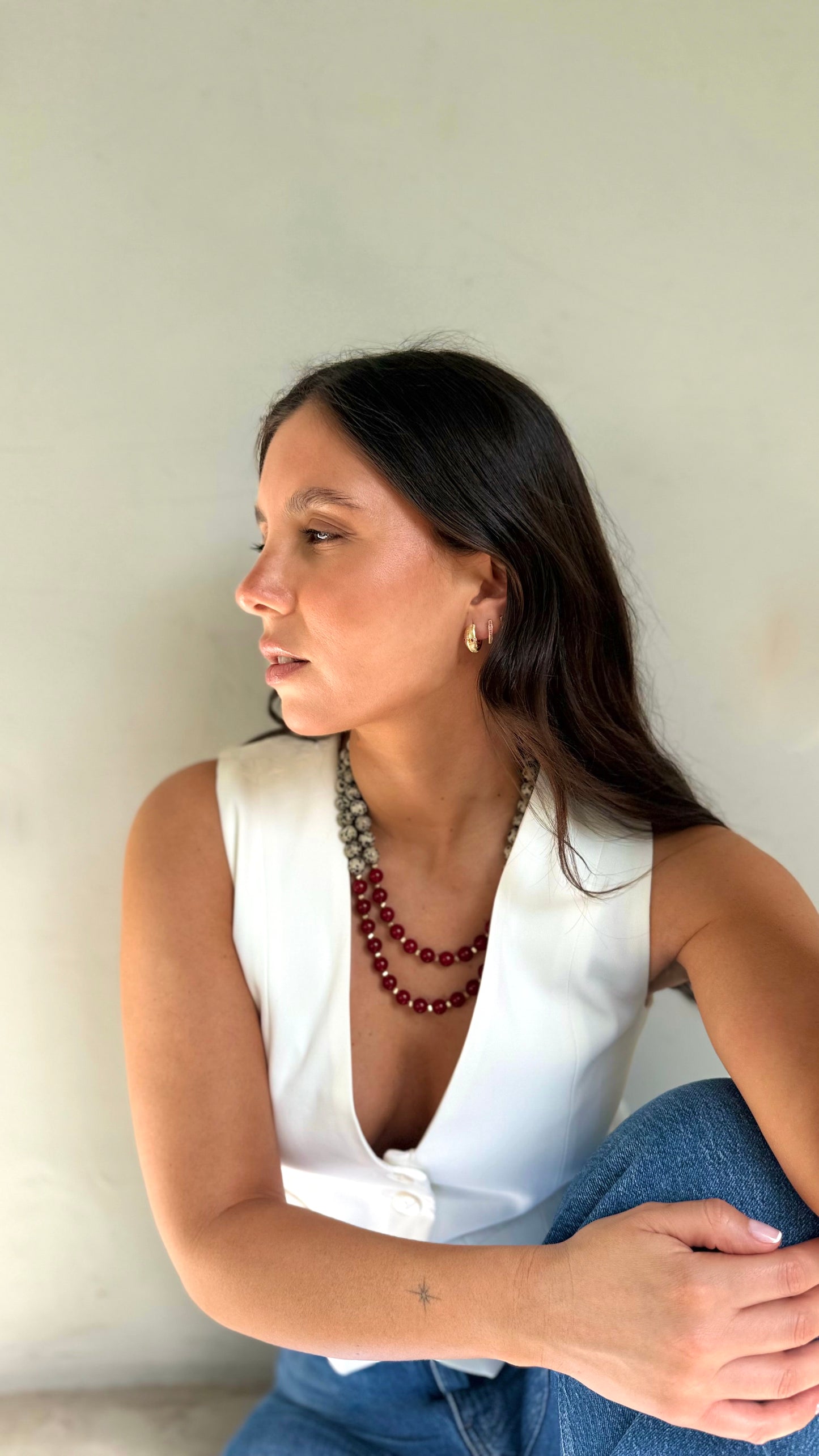 Collar doble Jaspe rojo