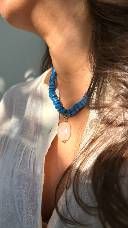 Collar azul cuarzo XL
