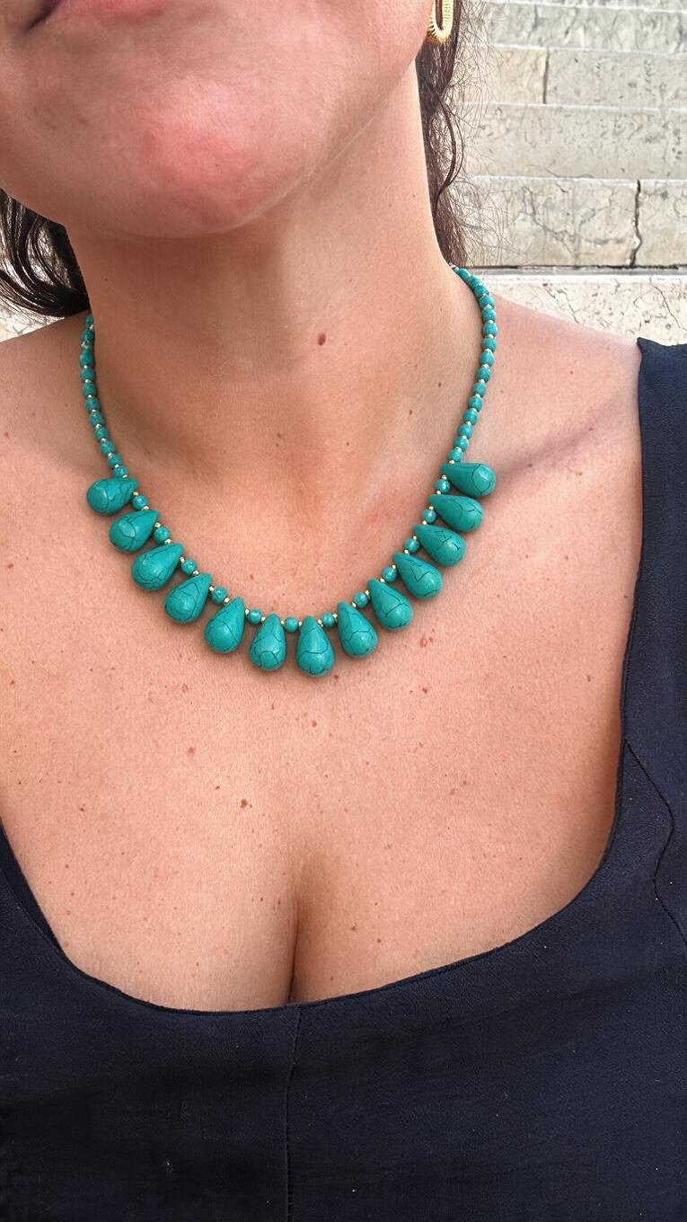 Collar gotas turquesa