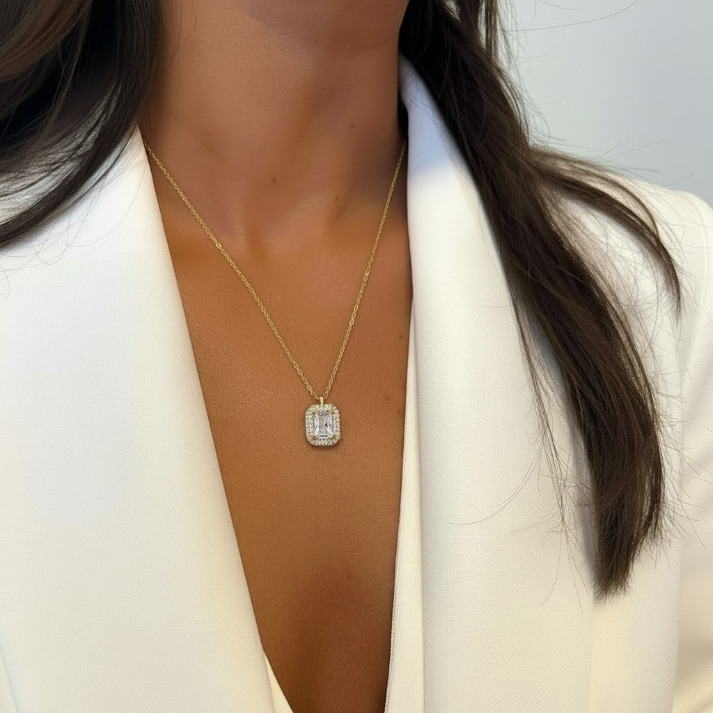 Collar cristal cuadrado