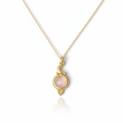 Collar luna cuarzo rosa gold
