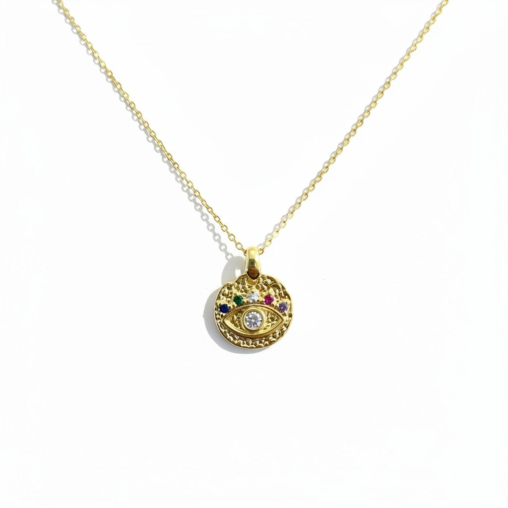 Collar medalla ojo turco colores