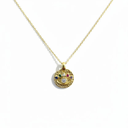 Collar medalla ojo turco colores