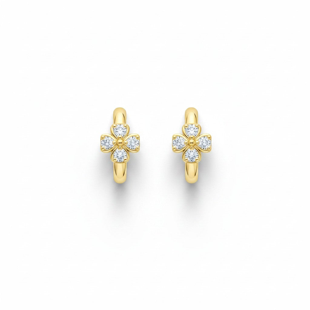 Argollas flor cristales gold