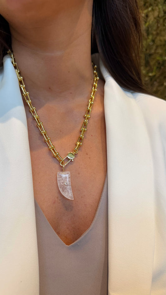 Collar gran cacho cuarzo gold