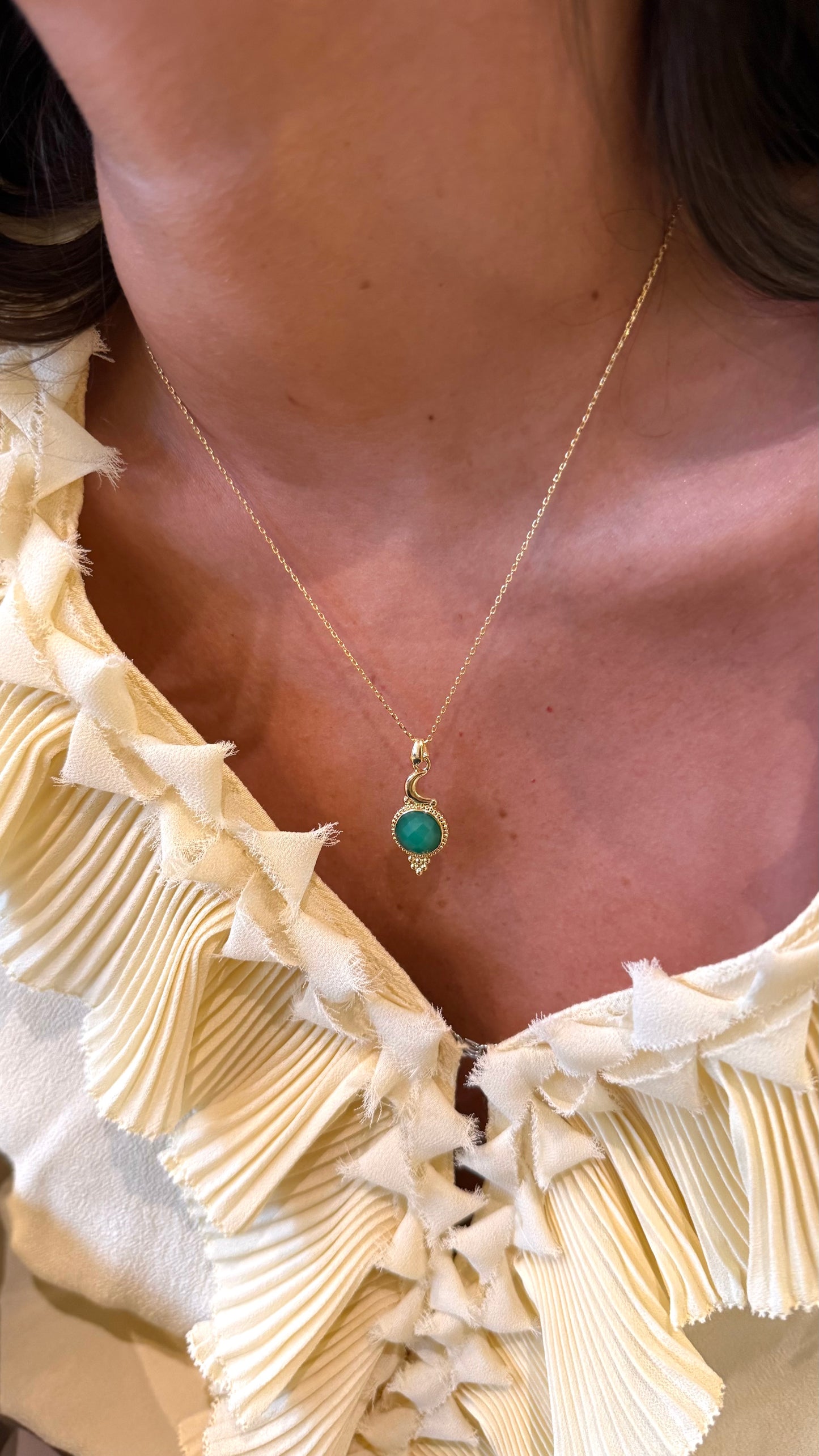 Collar luna ágata verde gold
