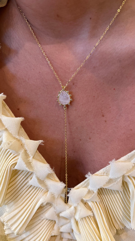 Collar Y- cuarzo transparente