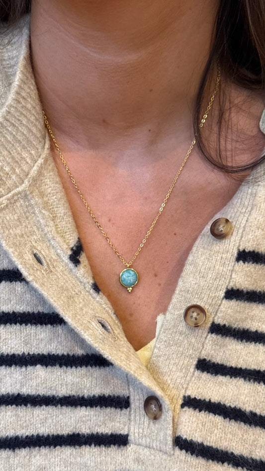 Collar piedra agua marina gold