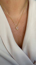 Collar piedra cuarzo rosa gold
