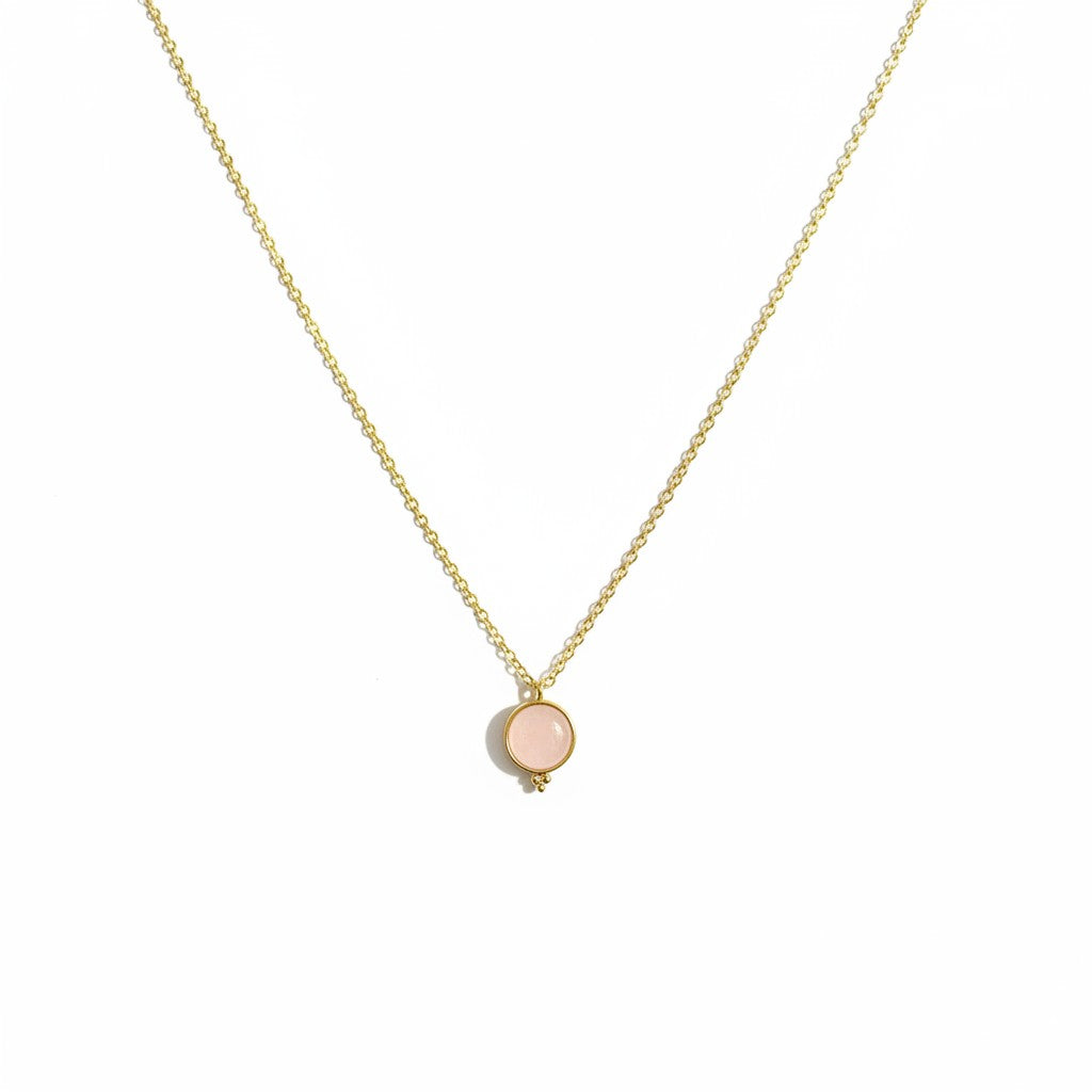 Collar piedra cuarzo rosa gold