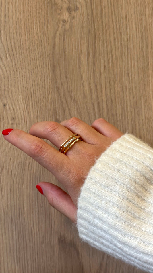 Anillo hexagonal gold