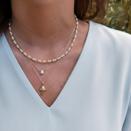 Choker perlas de Río XS gold