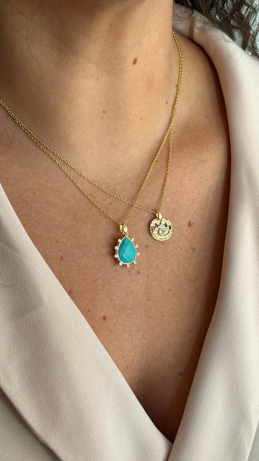 Collar medalla ojo turco colores