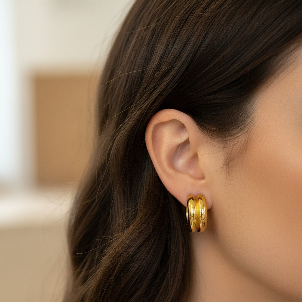 Semi argollas lisa doble
