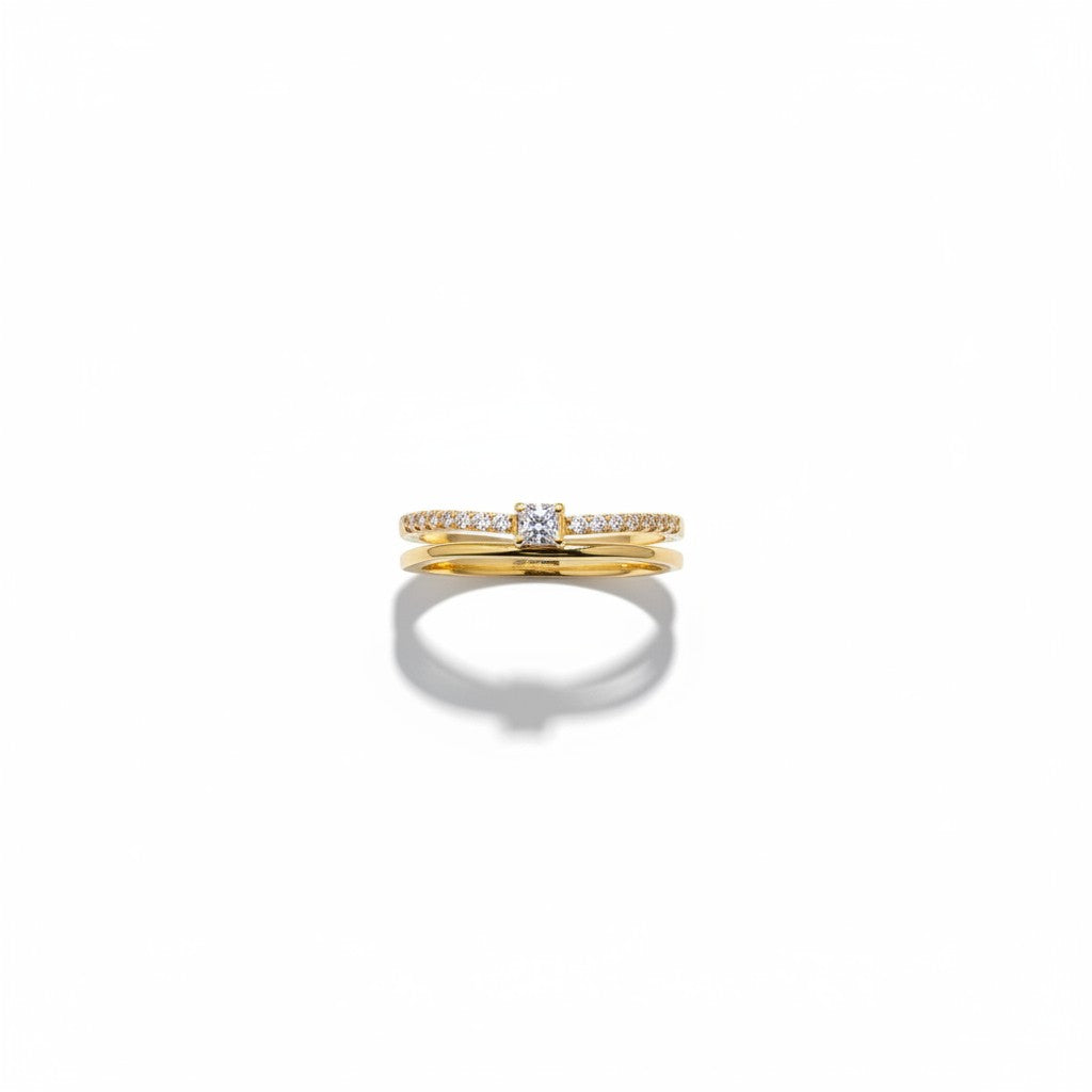 Anillo cuadrado zircones