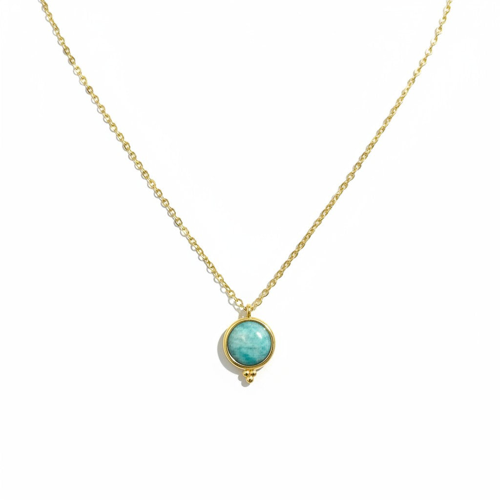 Collar piedra agua marina gold