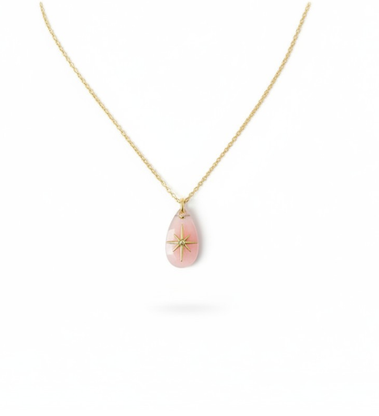 Collar gran cuarzo rosa gold