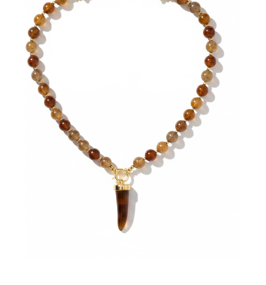 Collar gran cuerno piedras