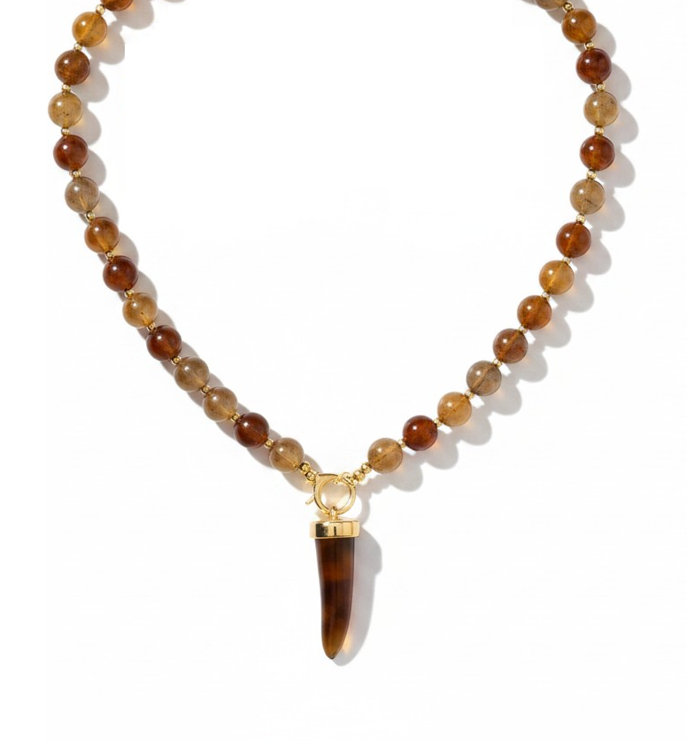 Collar gran cuerno piedras