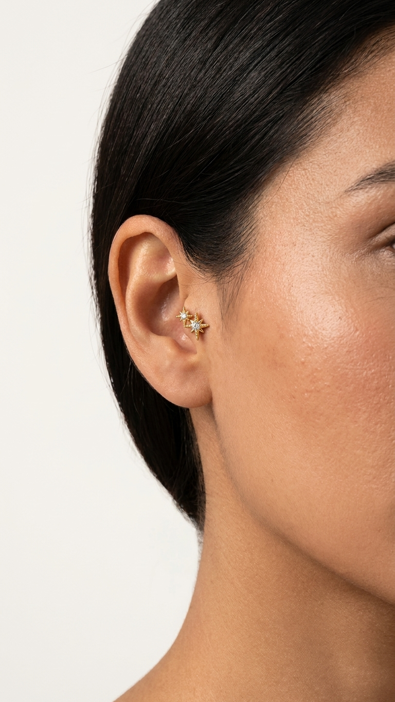 Piercing doble estrella del norte