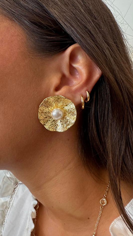 Aros gran flor gold